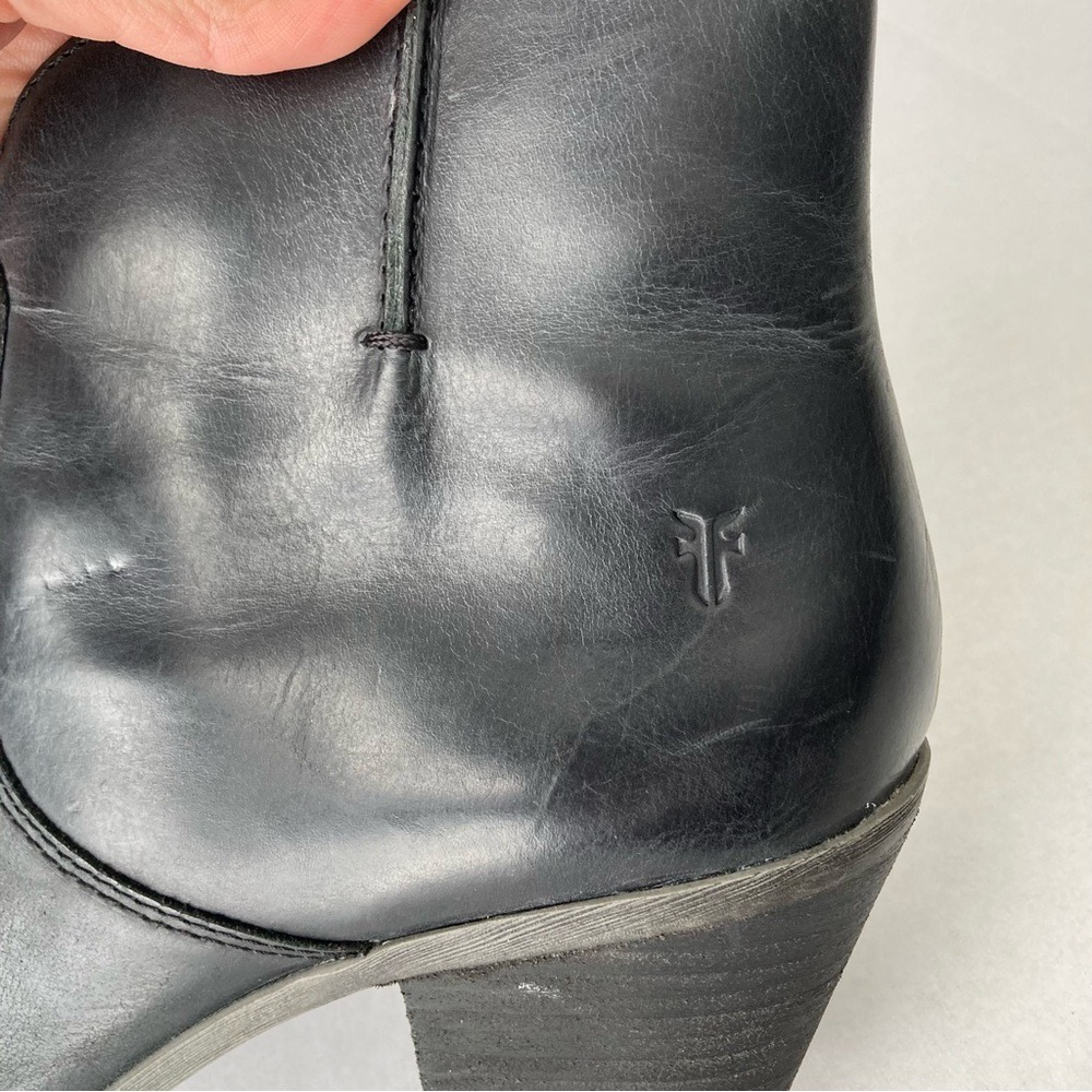 Frye Womens Black Leather Pointed Toe Western Ankle Boots Side Zip Size‎ 8 - Picture 12 of 16